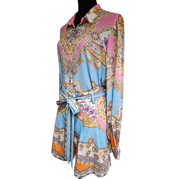 Colorful Beautiful Print Matching Shirt and Shorts Set-NWOT- Size Large - Picture 9 of 17